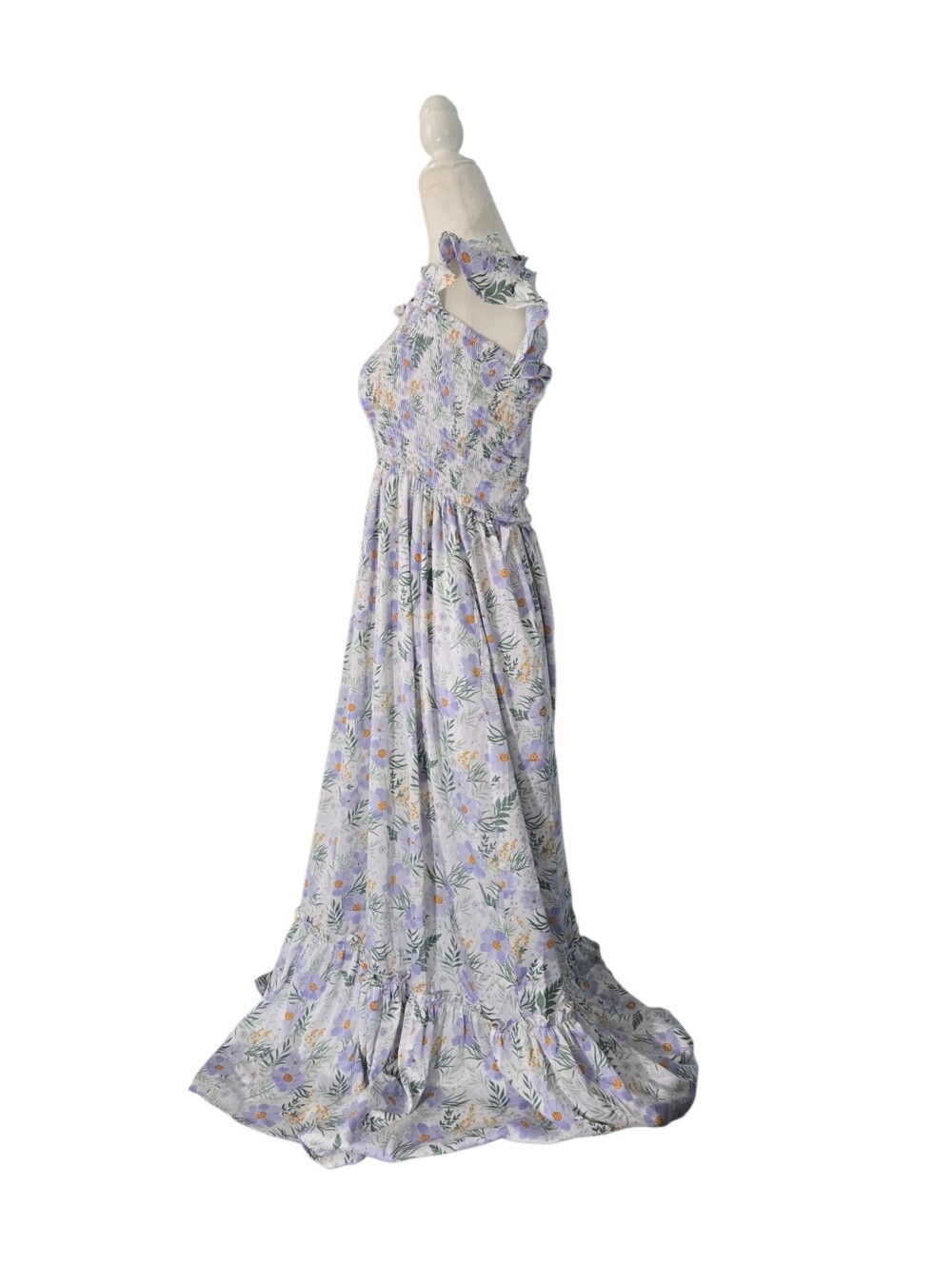 Melloday Maxi Dress Women's Smal Pastel Floral Smocked Sze small - Picture 6 of 12